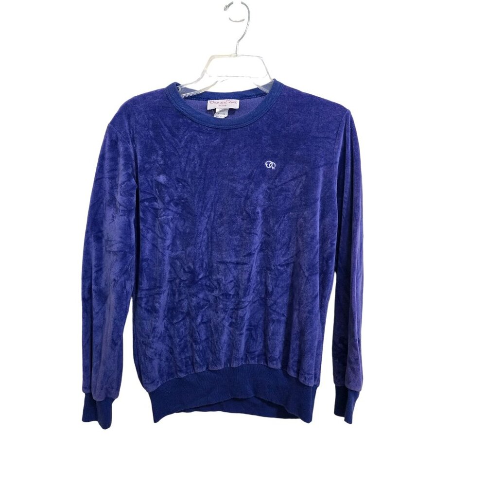 VTG 80s‎ Oscar De La Renta Active Medium Velour Pullover Sweatshirt Purple